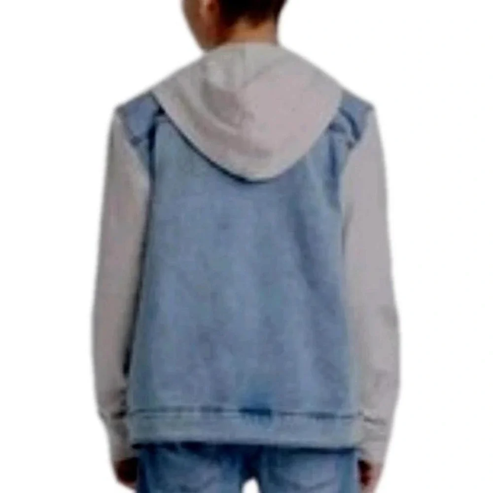 Kids Denim Jacket Hooded Youth 8 Blue Jean Jacket School Casual Streetwear